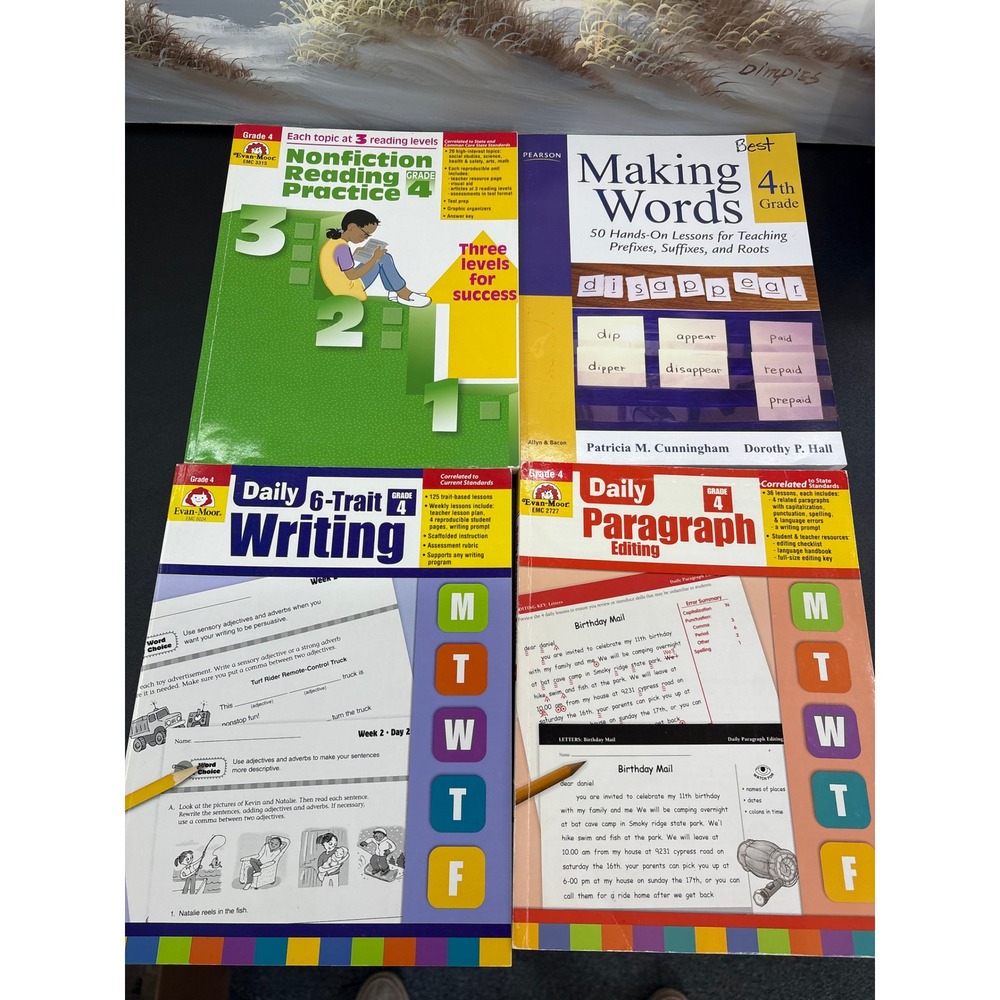 4th Grade Workbook Lot Evan-Moor Daily Writing Paragraph Editing Reading